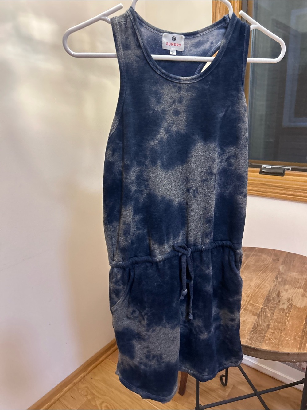 Sundry Navy Blue Tie-Dye Top